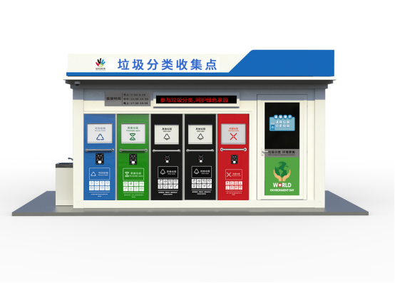 垃圾房效果圖，智能垃圾房，垃圾分類收集點，回收站生產廠家，垃圾分類定時定點收集點